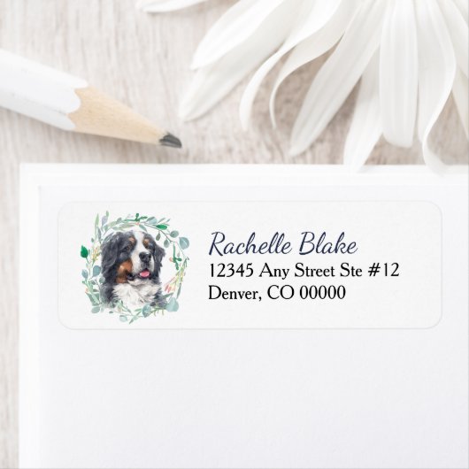 Bernese Mountain Dog Wreath Rücksendeadresse (Insitu)