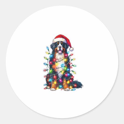 Bernese Mountain Dog x Christmas Lights Runder Aufkleber (Vorderseite)