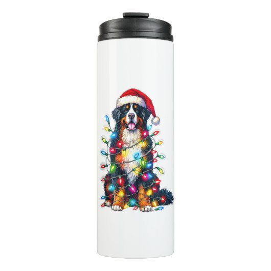Bernese Mountain Dog x Christmas Lights Thermosbecher (Vorderseite)