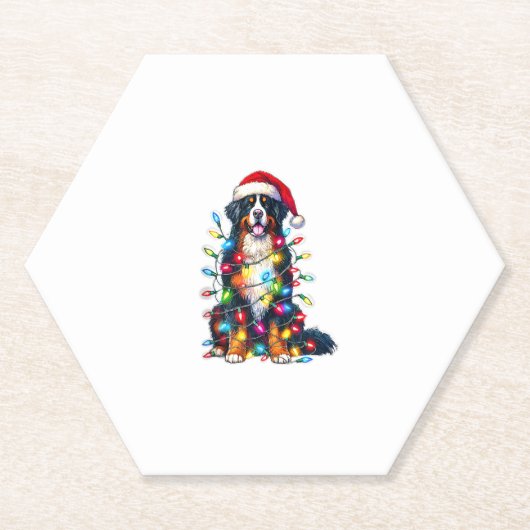 Bernese Mountain Dog x Christmas Lights Untersetzer (Vorderseite)