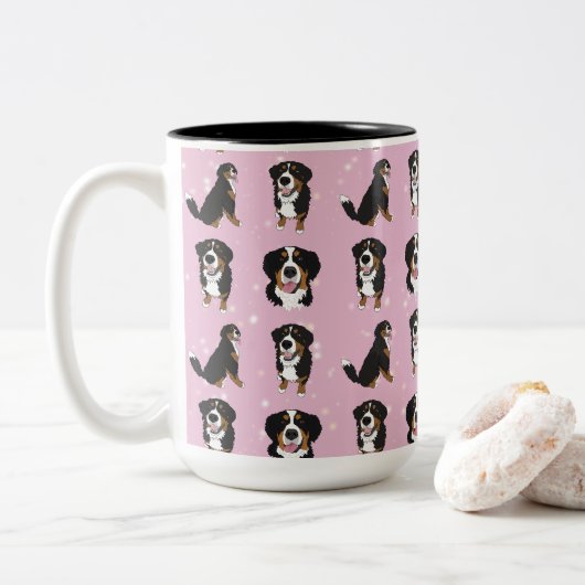 Bernese Mountain Dog Zweifarbige Tasse (Mit Donut)