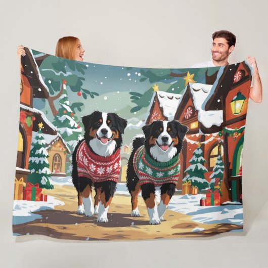 Bernese Mountain Dogs Christmas Snow Holiday Fleecedecke (Beispiel)
