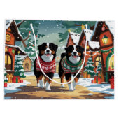 Bernese Mountain Dogs Christmas Snow Holiday Große Geschenktüte (Rückseite)