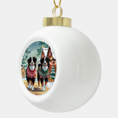 Bernese Mountain Dogs Christmas Snow Holiday Keramik Kugel-Ornament (Rechts)