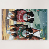 Bernese Mountain Dogs Christmas Snow Holiday Puzzle (Horizontal)