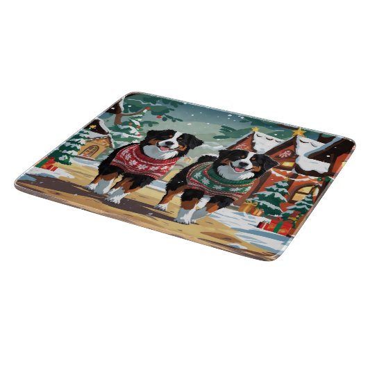 Bernese Mountain Dogs Christmas Snow Holiday Schneidebrett (Ecke)