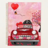 Bernese Mountain Driving Car with Hearts Valentine Planer (Vorderseite)
