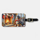 Bernese Mountain Fireplace with Christmas Lights Gepäckanhänger (Vorderseite horizontal)