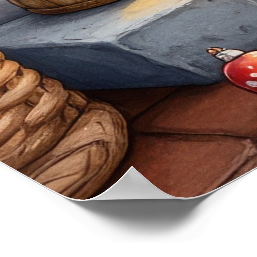 Bernese Mountain Fireplace with Christmas Lights Poster (Ecke)