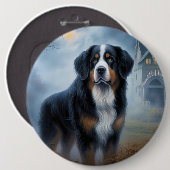 Bernese Mountain Halloween Beängstigend Button (Vorne & Hinten)
