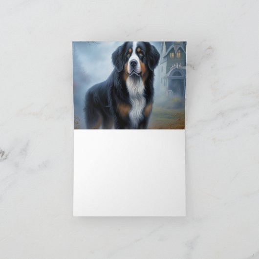 Bernese Mountain Halloween Beängstigend Karte (Innenseite)