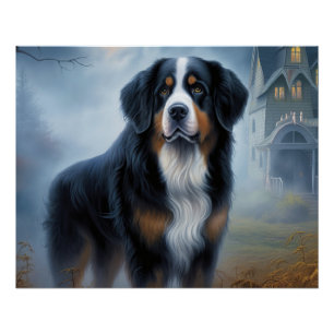 Bernese Mountain Halloween Beängstigend Poster