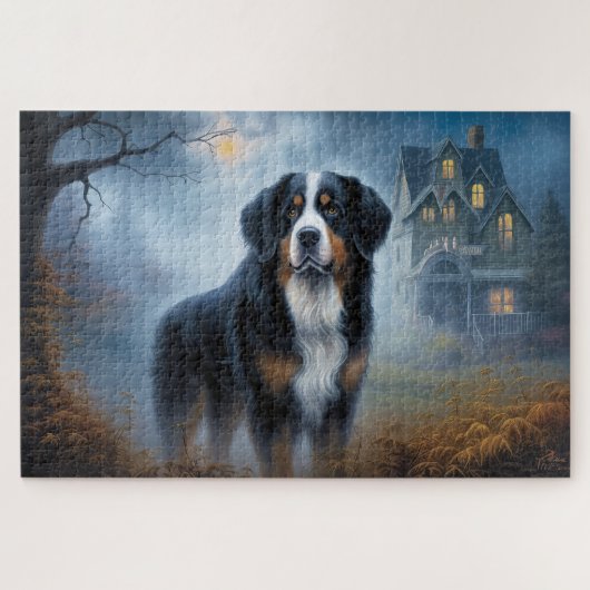 Bernese Mountain Halloween Beängstigend Puzzle (Horizontal)