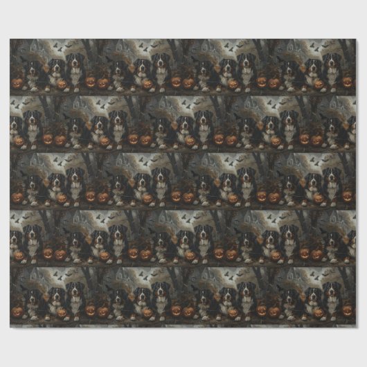 Bernese Mountain Halloween Night Doggy Delight Geschenkpapier (Flach)