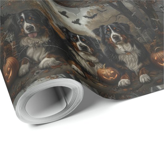 Bernese Mountain Halloween Night Doggy Delight Geschenkpapier (Rolleneckpunkt)