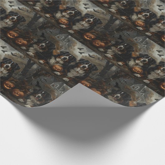 Bernese Mountain Halloween Night Doggy Delight Geschenkpapier (Ecke)