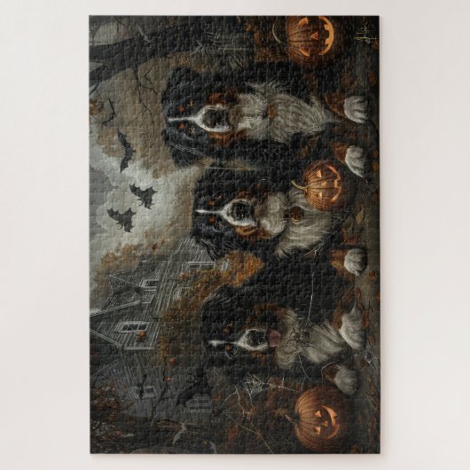Bernese Mountain Halloween Night Doggy Delight Puzzle (Vertikal)