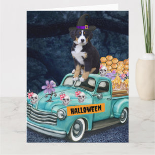 Bernese Mountain Halloween Truck Beängstigende Nac Karte