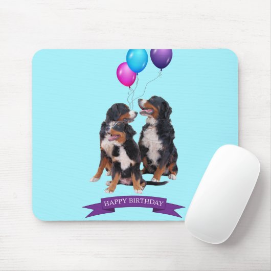 Bernese Mountain Hogs Happy Birthday Mousepad (Mit Mouse)