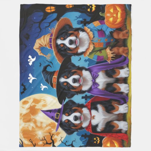 Bernese Mountain Hogs Pumpkin Halloween Funny Fleecedecke (Vorderseite)
