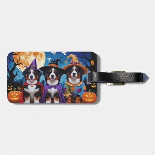 Bernese Mountain Hogs Pumpkin Halloween Funny Gepäckanhänger (Rückseite horizontal)