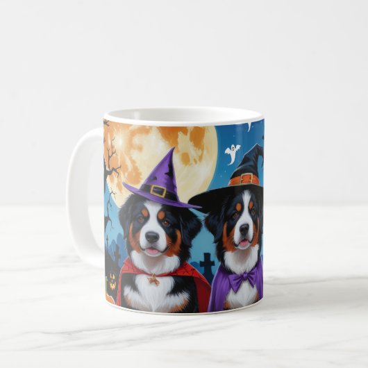 Bernese Mountain Hogs Pumpkin Halloween Funny Kaffeetasse (Vorderseite Links)