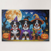 Bernese Mountain Hogs Pumpkin Halloween Funny Puzzle (Horizontal)