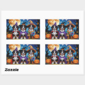 Bernese Mountain Hogs Pumpkin Halloween Funny Rechteckiger Aufkleber (Blatt)