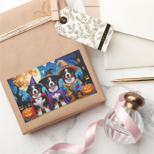 Bernese Mountain Hogs Pumpkin Halloween Funny Rechteckiger Aufkleber (Schenken)