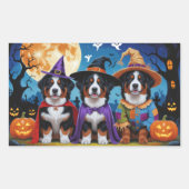 Bernese Mountain Hogs Pumpkin Halloween Funny Rechteckiger Aufkleber (Vorderseite)
