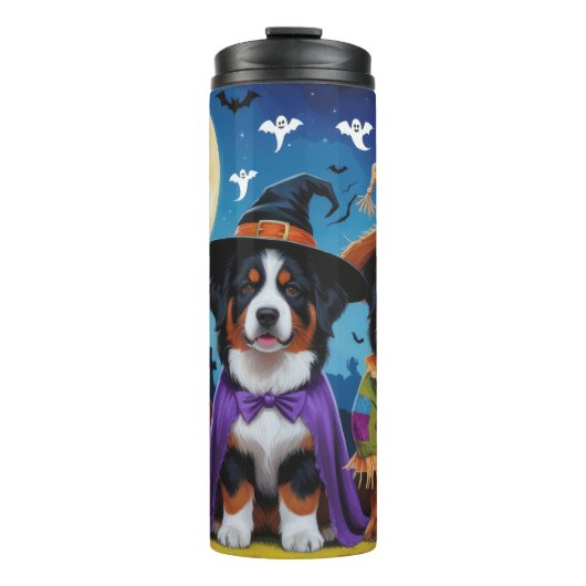 Bernese Mountain Hogs Pumpkin Halloween Funny Thermosbecher (Vorderseite)