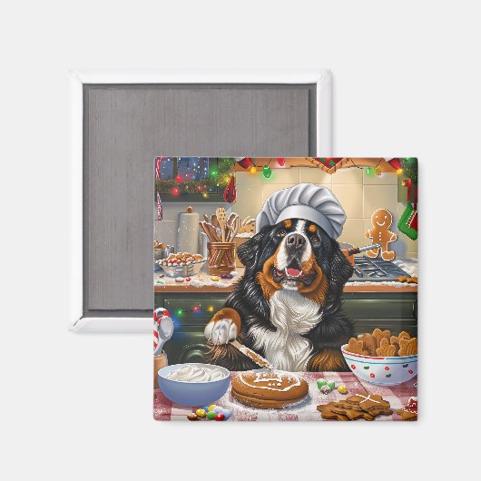 Bernese Mountain Holiday Baking: Feierliche Weihna Magnet (Vorderseite/Rückseite)
