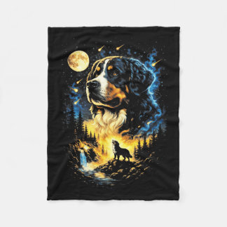 Bernese Mountain Howling to The Moon Vintage 90s Fleecedecke