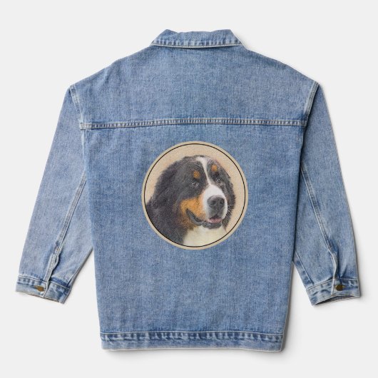 Bernese Mountain Hund 2 Gemälde - Original Hunde K Jeansjacke (Rückseite)