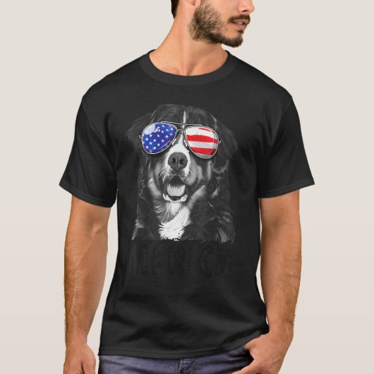 Bernese Mountain Hund 4. Juli Merica Men Americ T-Shirt (Vorderseite)