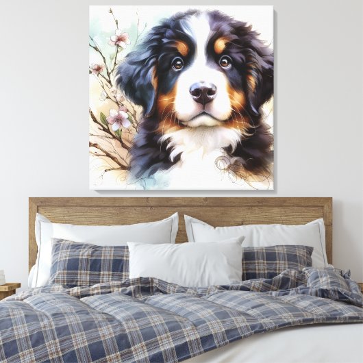 Bernese Mountain Hund AI Welppy Leinwanddruck (Insitu (Schlafzimmer))