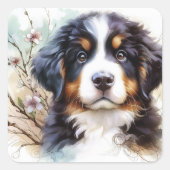 Bernese Mountain Hund AI Welppy Quadratischer Aufkleber (Vorderseite)