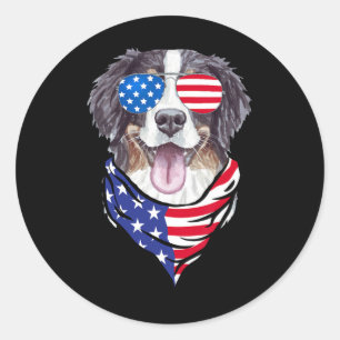 Bernese Mountain Hund American Flag Gles 4. Juli Runder Aufkleber