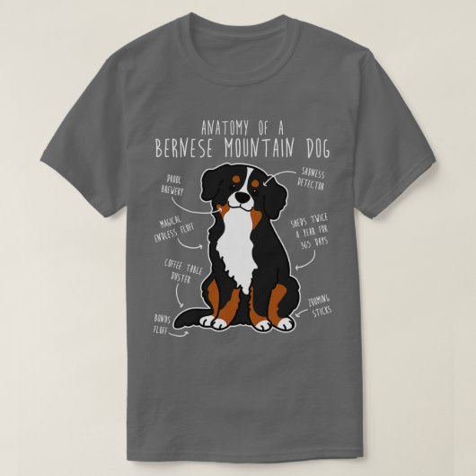 Bernese Mountain Hund Anatomie 1 T-Shirt (Design vorne)