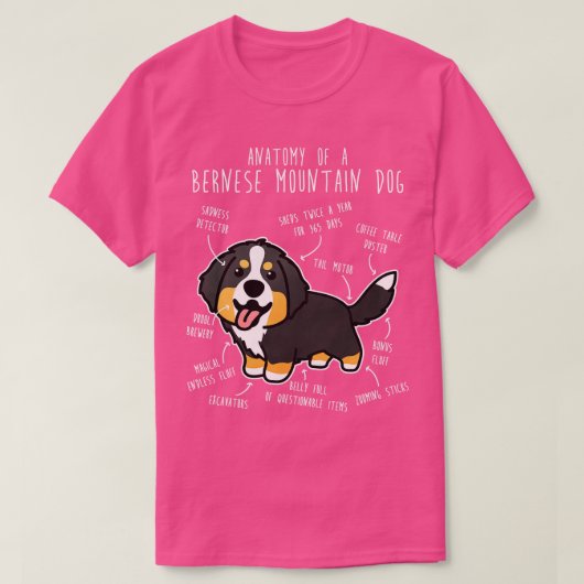 Bernese Mountain Hund Anatomie T-Shirt (Design vorne)