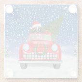 Bernese Mountain Hund Autofahren Auto im Schnee We Glasuntersetzer (Rückseite)