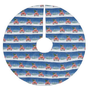 Bernese Mountain Hund Autofahren Auto im Schnee We Polyester Weihnachtsbaumdecke