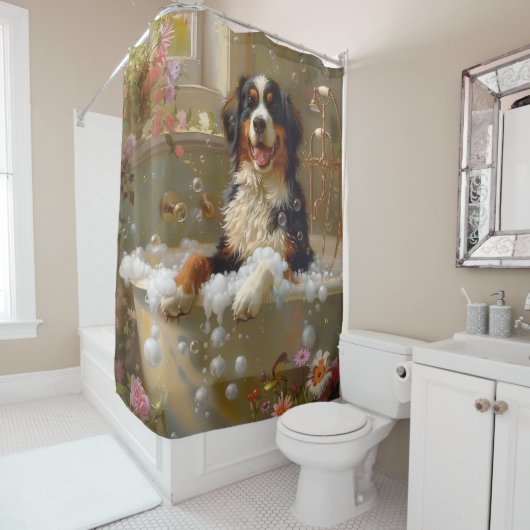 Bernese Mountain Hund Bathtub Kunst, Dichtung und Duschvorhang (Beispiel)