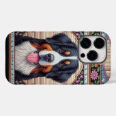 Bernese Mountain Hund Blumenkolorierte Grenze Case-Mate iPhone Hülle (Rückseite (Horizontal))