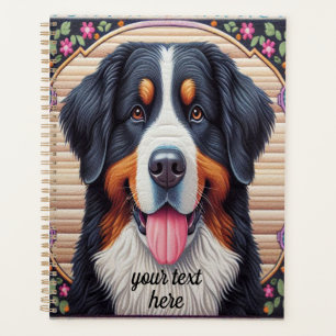 Bernese Mountain Hund Blumenkolorierte Grenze Planer