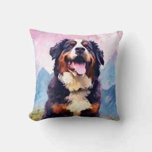 Bernese Mountain Hund bunte Aquarellbilder Kissen
