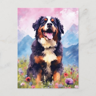 Bernese Mountain Hund bunte Aquarellbilder Postkarte