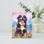 Bernese Mountain Hund bunte Aquarellbilder Postkarte (Stehend Vorderseite)