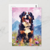 Bernese Mountain Hund bunte Aquarellbilder Postkarte (Vorne/Hinten)
