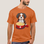 Bernese Mountain Hund Eating Fondue T-Shirt (Vorderseite)